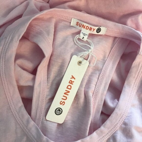 Sundry Women’s Pink Ruched RacerBack Tank Dress size 2 New With Tags - Picture 8 of 12